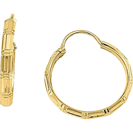 Arracadas Diamantado Bambu 1.8 Cm Oro 10 K + Obsequio