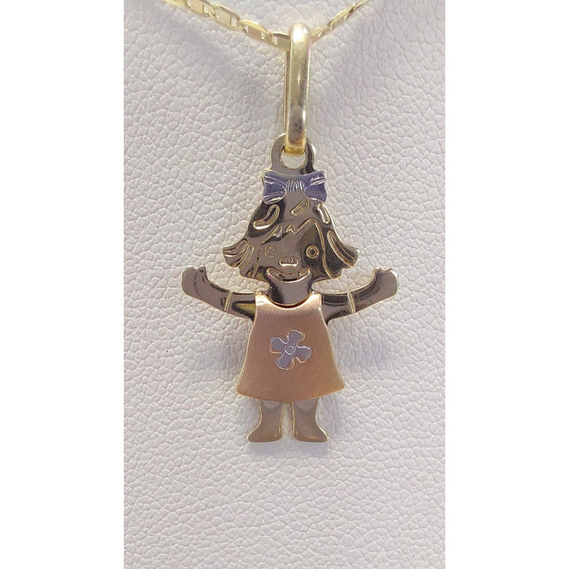 Kit Cadena Singapur + Dije Niña 3 Oros 10 K. + Obsequio