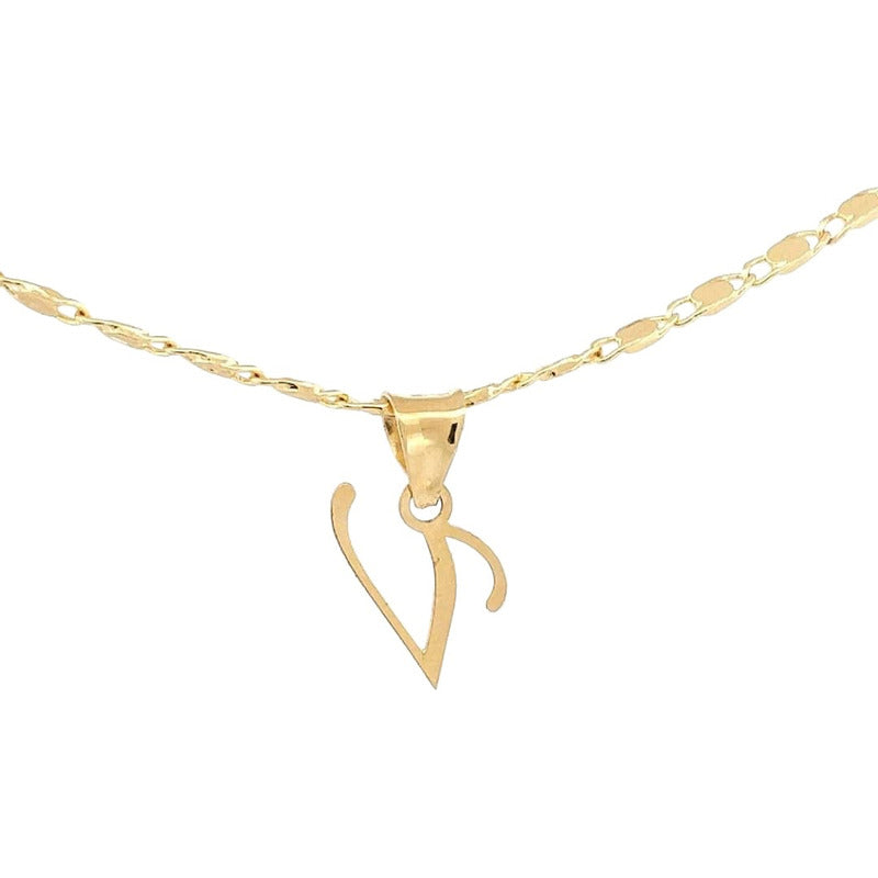 Dije Inicial V Lisa En Oro De 10 K + Obsequio + Envío