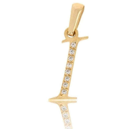 Dije Inicial Letra I Con Circonias Oro 14 K + Obsequio