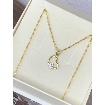 Dije Corazón Doble Oro 10 Kilates + Obsequio