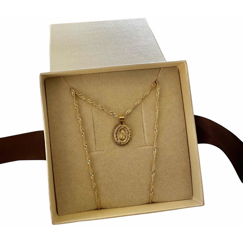 Medalla Mini Guadalupe Ama Contorno En Oro De 10 K +obsequio