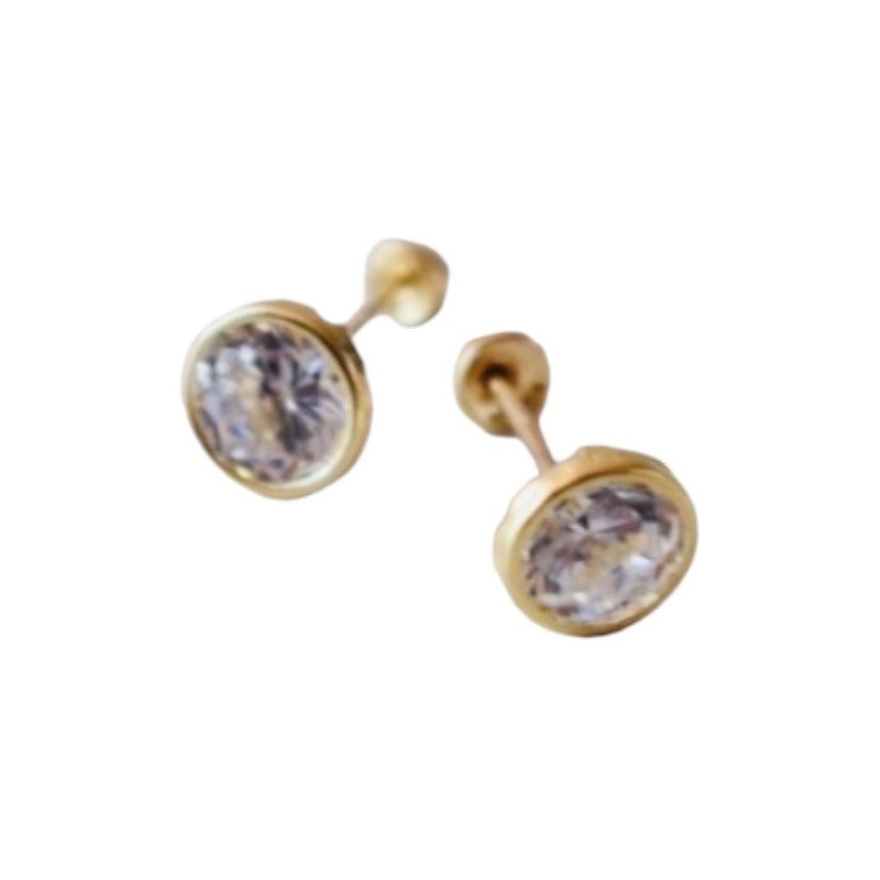 Broqueles Biselado 5 Mm Oro De 14 K + Obsequio