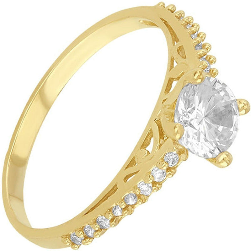 Anillo Solitario 4 Uñas Delgado En Oro 10 K + Obsequio