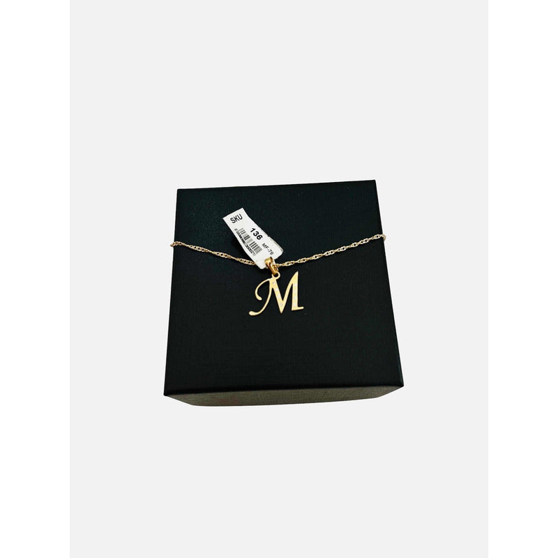 Dije Inicia Letra M Con Circonias Oro 14 K + Obsequio