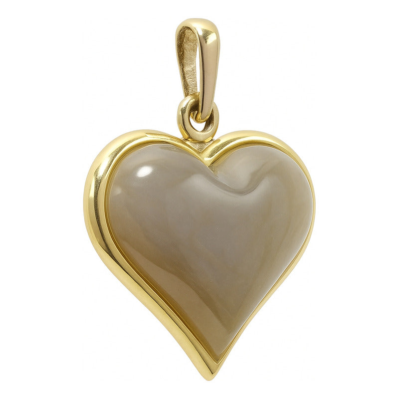 Cadena Oro 10k Con Dije Corazón Plano Dorado Joyería M. De León 45cm