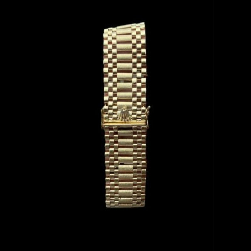 Pulsera Tejido Hueco 2 Cm Por 21 Cm Corona Oro 14 Kilates