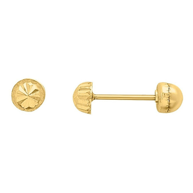 Broqueles Hongo Recto Para Bebé 3 Mm Oro De 10 K + Obsequio