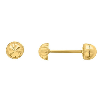 Broqueles Hongo Recto Para Bebé 3 Mm Oro De 10 K + Obsequio