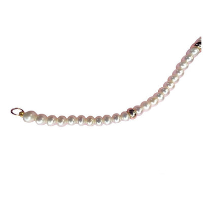 Pulsera Perla Botón 5.5 Mm Con Donas Oro De 14 K + Obsequio