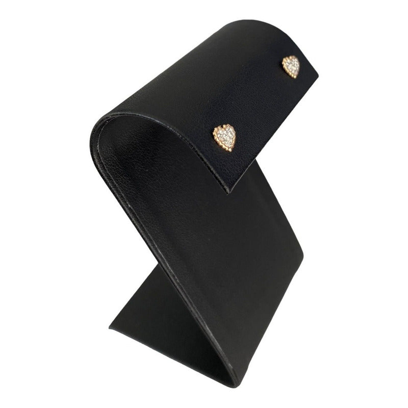 Broqueles De Corazón En Oro De 14 Kilates Con Zirconia