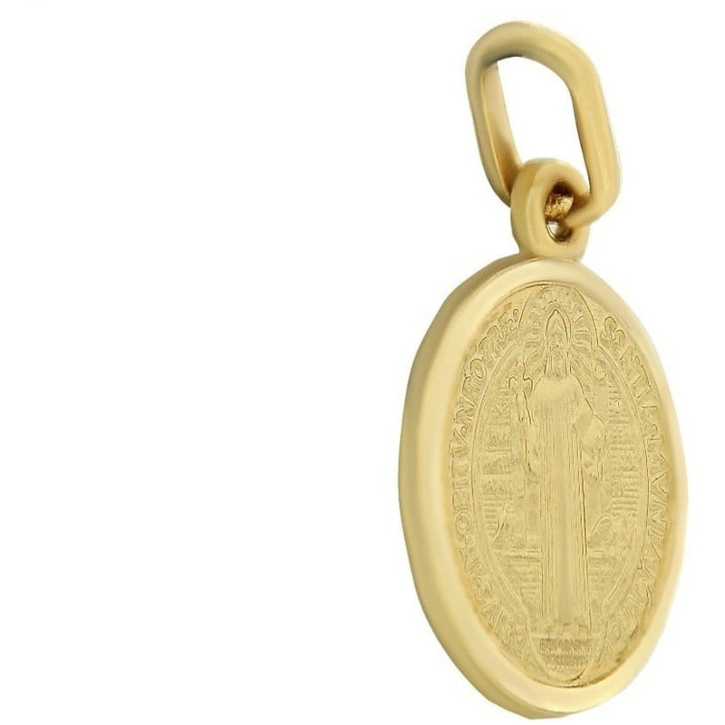 Medalla De San Benito En Oro Amarillo De 14 K