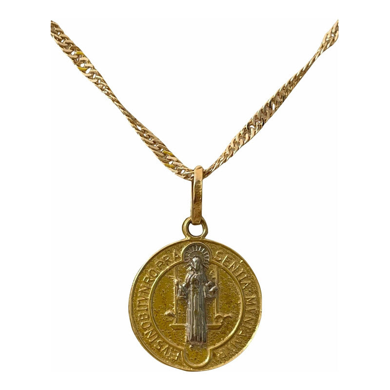 Kit Cadena Con Medalla San Benito Oro 10 K + Obsequio