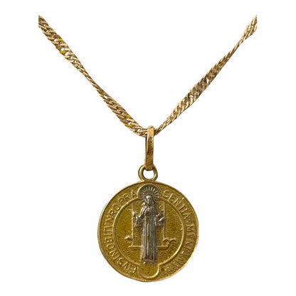 Medalla San Benito Mediana Oro 10 K + Obsequio+ Envio