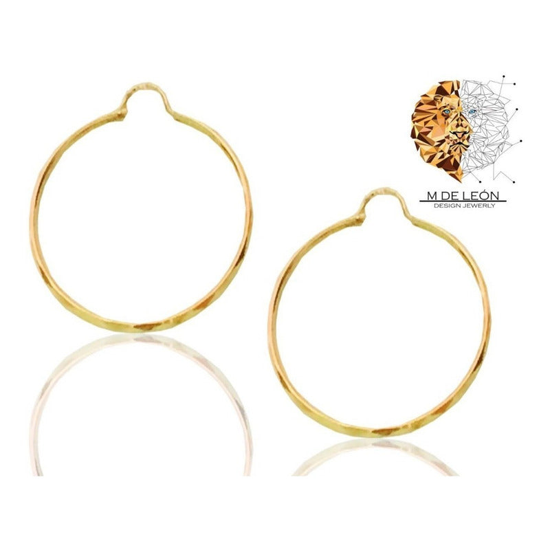 Arracadas Grande Facetadas Oro 14 K + Obsequio