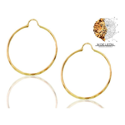 Arracadas Grande Facetadas Oro 14 K + Obsequio