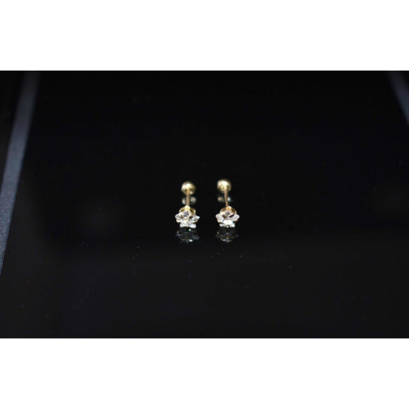 Broqueles Circonias Estrella Oro De 10 K + Obsequio