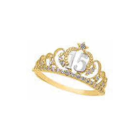 Anillo Corona Con Corazon Y Circonias Oro 10 K + Obsequio