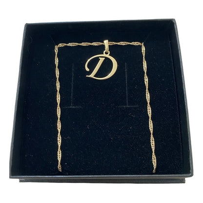 Juego Inicial Letra D Con Cadena 50 Cm Oro 14 K + Obsequio