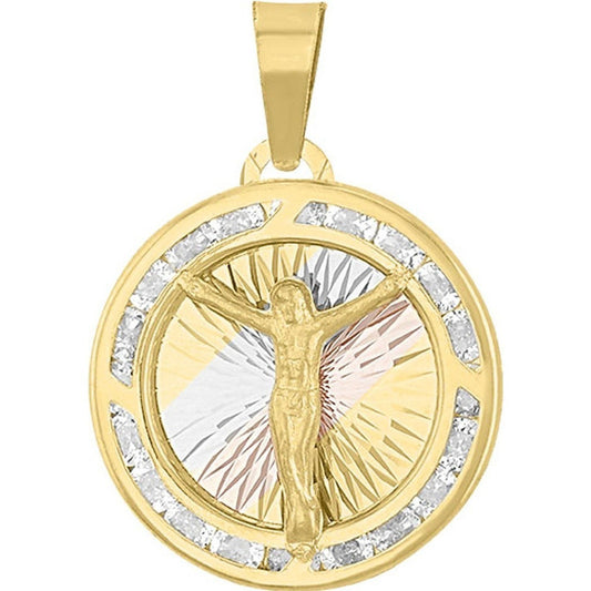 Kit Cadena Con Medalla Cristo Rayos Oro 10 K + Obsequio