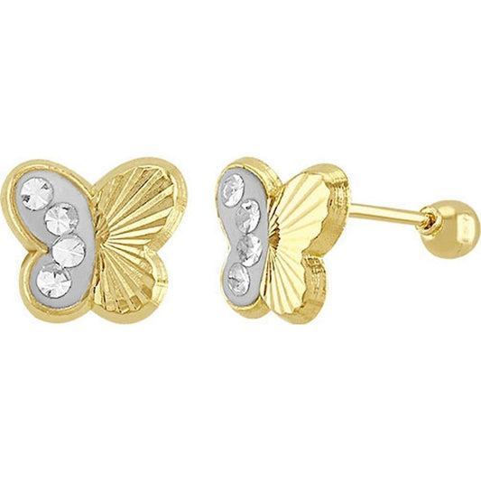 Broquel Mariposa Diamante En Oro De 10 K + Obsequio + Envío