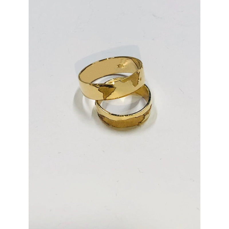 Argolla Matrimoniales Mapamundi Oro 14 K