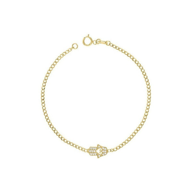 Pulsera Barbara Mano Fatima 18 Cm En Oro De 10 K + Obsequio