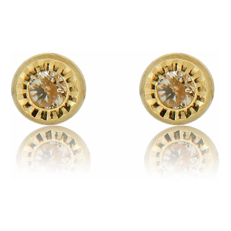 Broqueles Para Bebé Con Circonia Oro 14 K + Obsequio