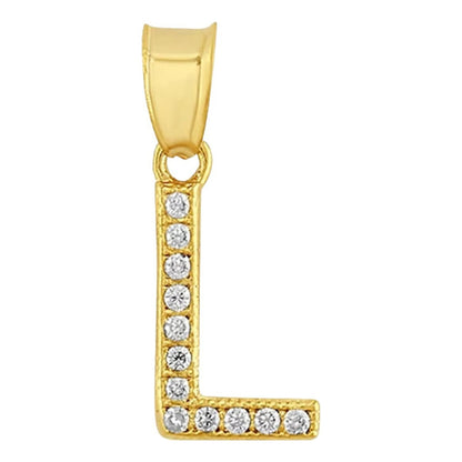 Juego Collar Letra L + Aretes Zirconias Oro 10 K. + Regalo