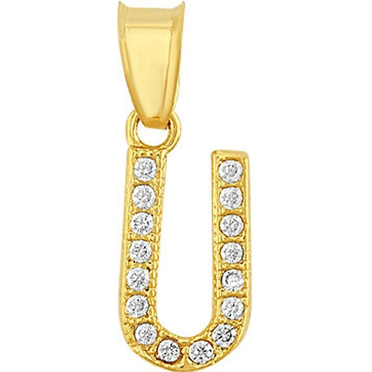 Dije Inicial U Con Zirconias En Oro De 10 K + Obsequio