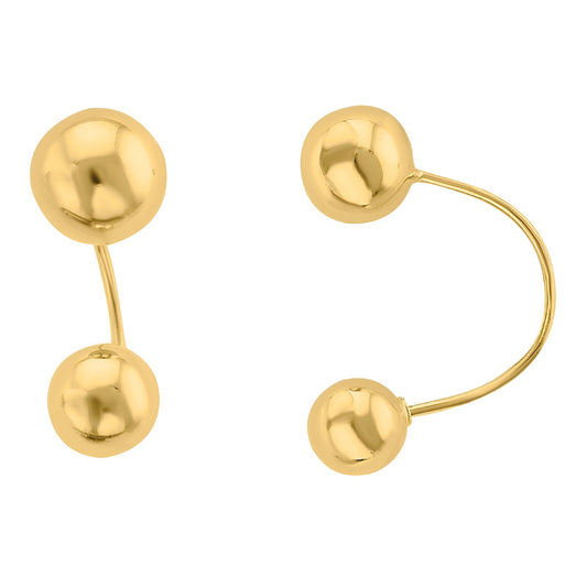 Broqueles Curvo (telefono) Bolitas Oro De 10 K +