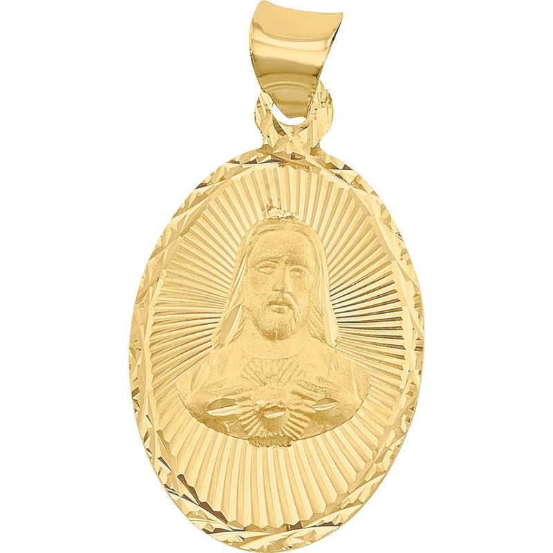 Hermosa Medalla De El Sagrado Corazón En Oro De 10k