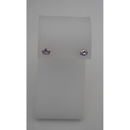 Broqueles Ovalados Amatista 6x4 Oro De 10 K