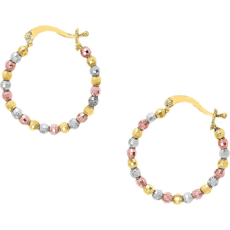 Arracadas Esferas Facetadas 3 Oros 2.2 Cm 10 K + Obsequio