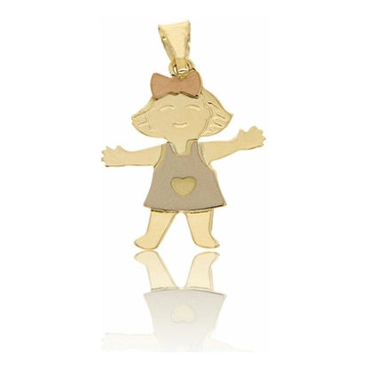 Kit Cadena Con Dije Niña 3 Oros  14 K + Obsequio