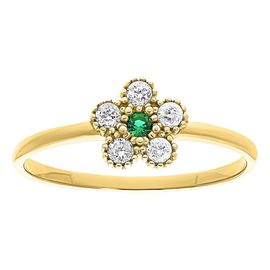 Anillo Rosetita Verde Oro 10k + Regalo
