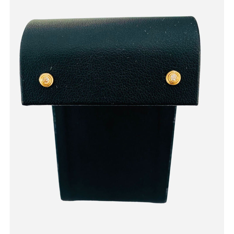 Elegantes Broqueles Circulo Con Zirconias Oro De 14 Kilates