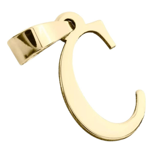 Juego Collar Letra  C  Lisa + Aretes Bola 10 K. + Regalo