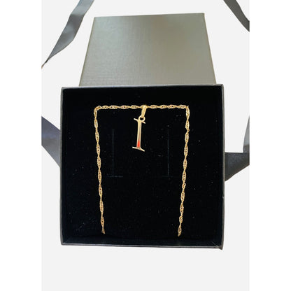 Juego Inicial Letra I Con Cadena 50 Cm Oro 14 K + Obsequio