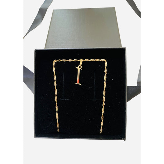 Juego Inicial Letra I Con Cadena 50 Cm Oro 14 K + Obsequio