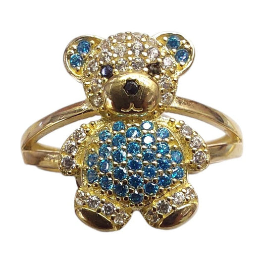 Anillo Oso Azul Joyería M De León Oro 10k + Regalo