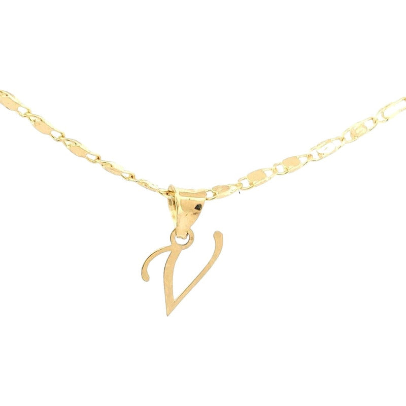 Dije Inicial V Lisa En Oro De 10 K + Obsequio + Envío