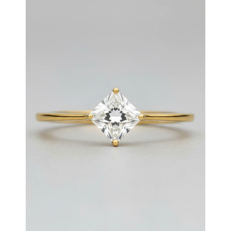 Anillo Oro 18 K Corte Princesa Joyeria M De Leon