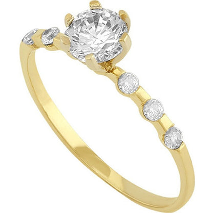 Anillo Solitario Con Zirconia En Oro 10 K + Obsequio + Envio