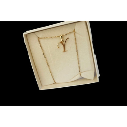 Juego Inicial Letra Y Con Cadena 50 Cm Oro 14 K + Obsequio