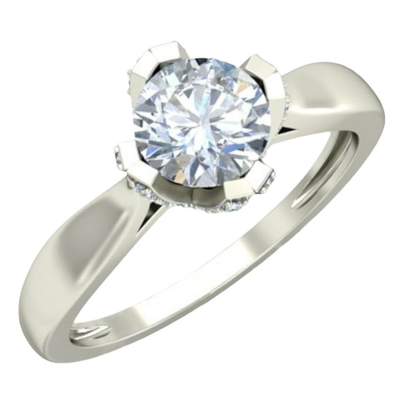 Anillo Solitario Corona V Oro 14 Kilates