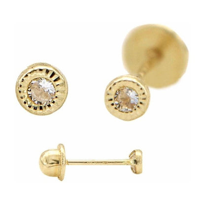 Broqueles Para Bebé Con Circonia Oro 14 K + Obsequio