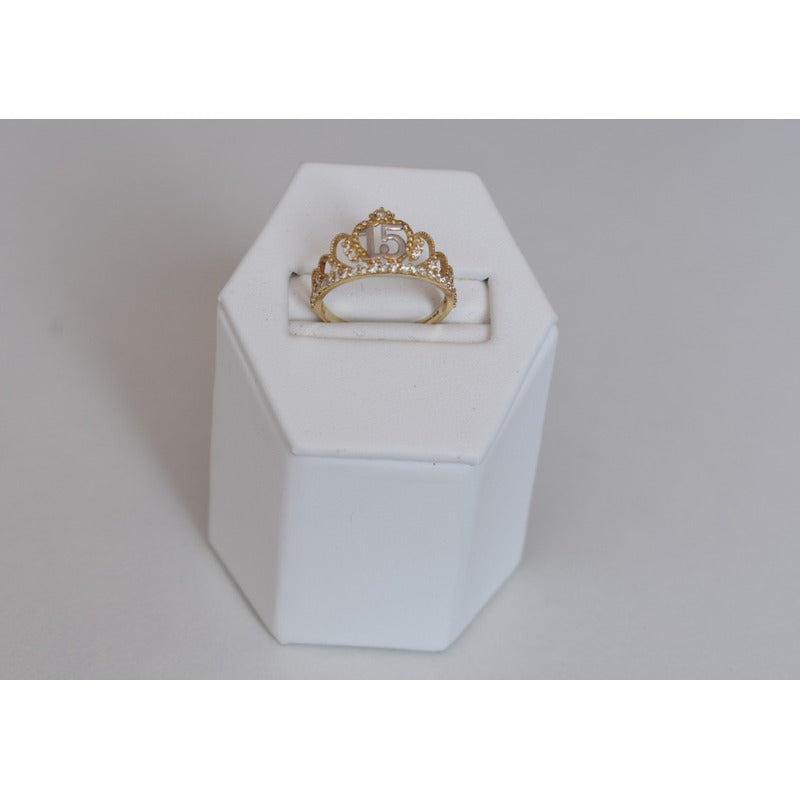 Anillo Corona Xv Años Oro 10 K + Obsequio + Envio