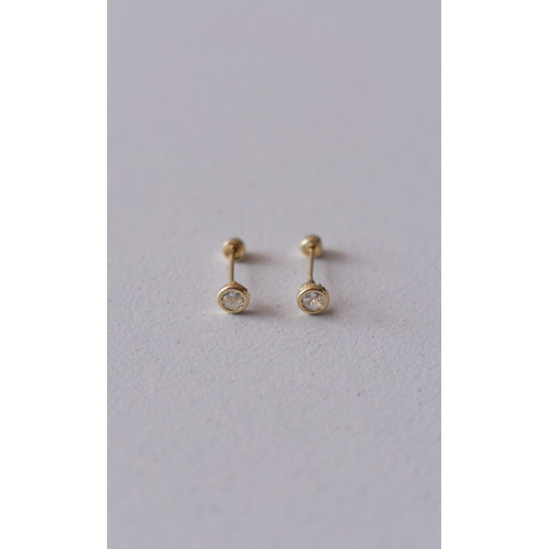 Broqueles Biselados Para Bebé 3 Mm Oro De 10 K + Obsequio