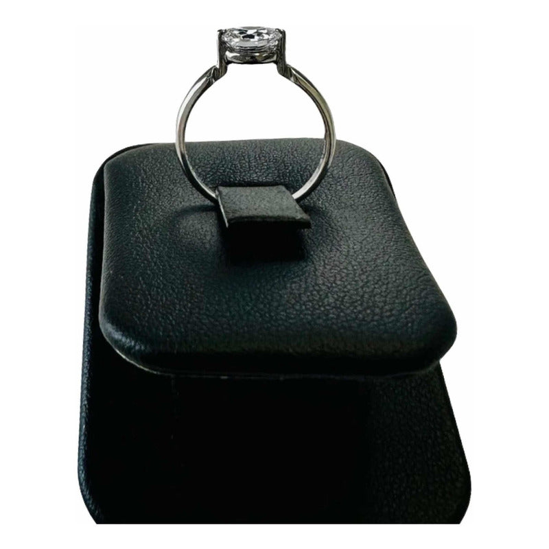 Anillo Compromiso Circonia 7 Mm Oro Blanco 14 K + Obsequio